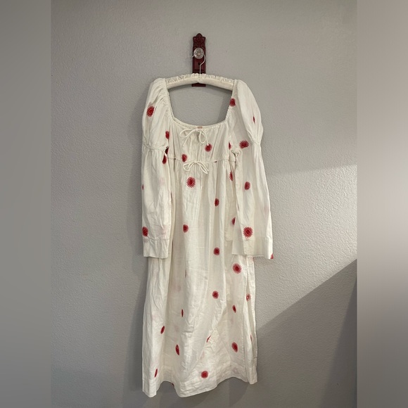 NWOT Free People Midi Babydoll Style Embroidered Dress - Picture 10 of 15